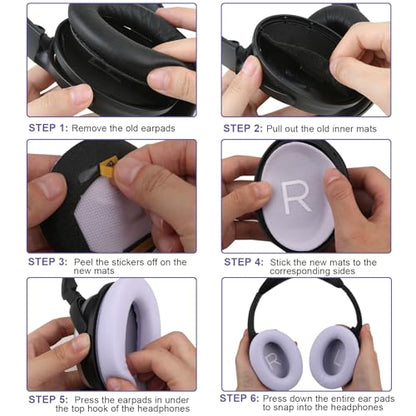 Earpads Cushion Fit for Bose QuietComfort 45 QC45 QC35 QC35ii Headphones, Replacement Ear Pads with Memory Foam& Protein Leather (Purple) - color: QC45 Purple