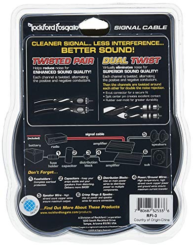 Rockford Fosgate Twisted Pair 3-Feet Signal Cable - size: 3 ft