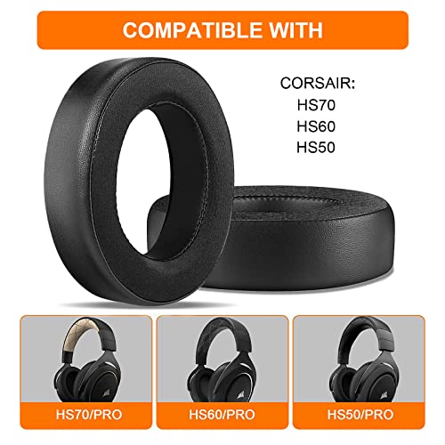 HS60 HS70 Earpads, Cooling Replacement Ear Pad Cushion for Corsair HS70 Pro | Also fit HS60/Pro HS50/Pro, Durable Protein Leather Gaming Headset Noise Isolation