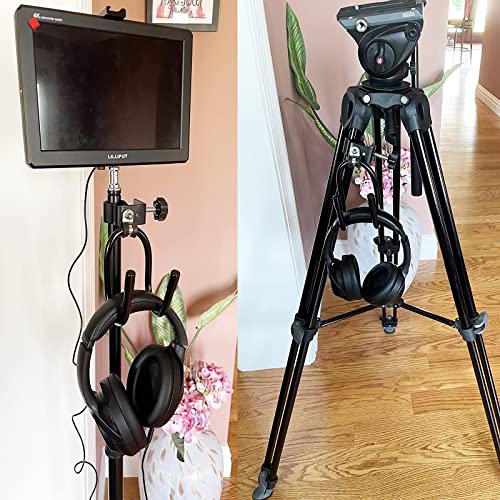 Pmsanzay Clamp-On Headphone Headset Tambourine Holder Cowbell Hanger Clip Microphone Stand, Flexible Adjustable Hooks for Studio Microphone/Musical Stand - No Instrument