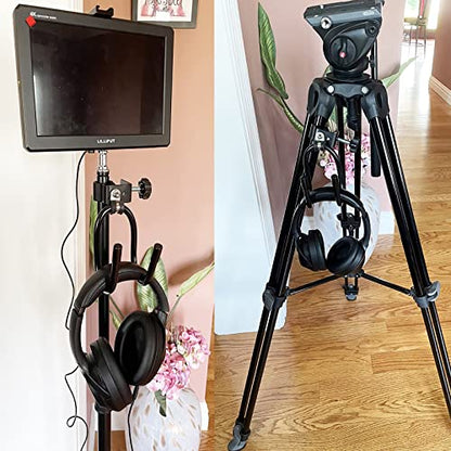 Pmsanzay Clamp-On Headphone Headset Tambourine Holder Cowbell Hanger Clip Microphone Stand, Flexible Adjustable Hooks for Studio Microphone/Musical Stand - No Instrument