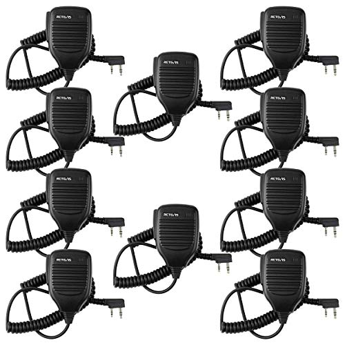 Retevis 2 Pin Walkie Talkie Shoulder Speaker Mic, 5 Pack