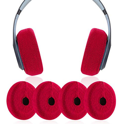 Earpads Sweater Cover Protectors with Stretchable Knit Fabric for Beats Studio 3/2 Bose QC35 25 15 Headphones and Other Headsets with 3-4 Inch Ear Cushions [ 2 Pairs ] (Red) - color: Red
