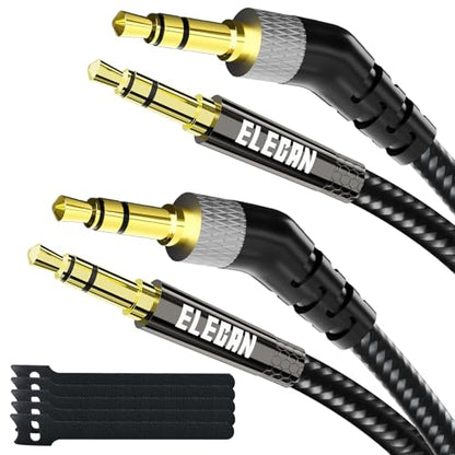 135 Degree Angled 3.5mm AUX Cable 6 Ft/2 Pack (Hi-Fi Sound-OD 3.5MM-Ultra Slim&Thin&Soft) Braided 1/8 Inch TRS Stereo Audio Cable Cord for Headphones,Car,Tablets,Speaker,Beats,iPhone iPod iPad - size: 6FT-2PK, style: 135 Degree Angled to Straight