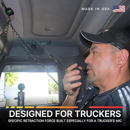 Gear Keeper CB Mic Keeper - Retractable Mic Holder for CB Radio (RT2-4712) | USA made CB mic holder retractable, snap clip mount, lanyard & mounting hardware included, 29" reach, 9oz retraction - color: Chrome, style: Standard
