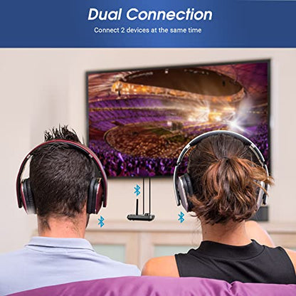 August MR280 Bluetooth 5.0 Audio Transmitter Receiver | Dual Connection for TV Headphones and Hifi Speakers, Multipoint, Low Latency, Stereo, Volume Control, Optical RCA Jack 3.5mm