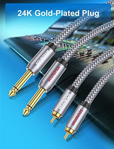 RCA to 1/4 Cable，Dual RCA Male to Dual Quarter inch(6.35mm) Male TS Stereo Audio Interconnect Cable-Grey(16Feet/5M) - color: Grey-2*1/4 to 2RCA, size: 15ft/5M