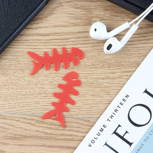 Artibetter 200pcs Fish Bone Cable Winder Silicone Earphone Line Organizer Creative Cable Storage for Home Design Random Colors