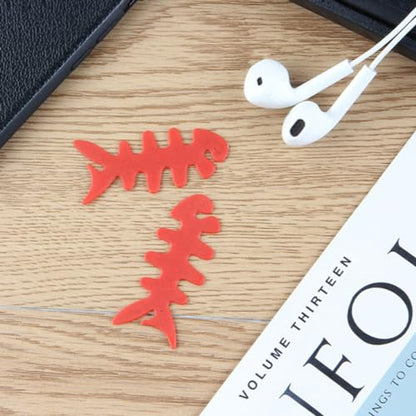 Artibetter 200pcs Fish Bone Cable Winder Silicone Earphone Line Organizer Creative Cable Storage for Home Design Random Colors
