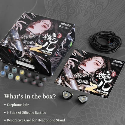 TANGZU Wan'er S.G II Wired Earbuds, in-Ear Monitors with 10mm Dynamic Driver PET Diaphragm, HiFi Gaming IEM Earphones, 0.78mm 2-Pin Detachable Cable, Tangle-Free (Black 4.4mm Without Mic) - color: Black, size: 4.4mm