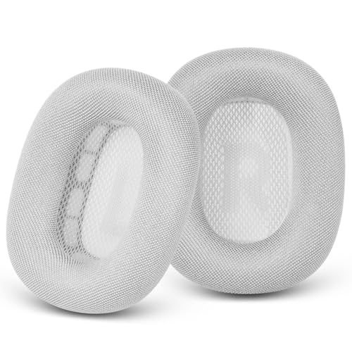 GEVO Upgraded Ear Cushions Replacement Earpads for Apple AirPods Max Headphones, Mesh Fabric Ear Pads Cover with Memory Foam and Magnet for AirPods Max (Silver) - color: Silver