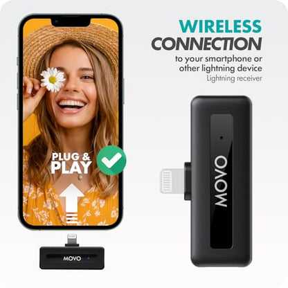 Movo WM-VXR10 Wireless Shotgun Mic Adapter for iPhone/Lightning Devices - Compatible VXR10, VXR10-PRO and Rode VideoMicro - size: Lightning / iPhone