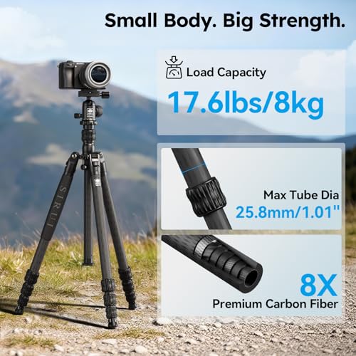 SIRUI Carbon Fiber 2-in-1 Tripod/Monopod, 360° Ball Head, Detachable Leg as Monopod/Trekking Pole, 8kg/17.6lbs Payload, Max 66.18" – Lightweight Travel for DSLR Mirrorless Outdoor Hiking AM-7C - style: Carbon Tripod&Monopod