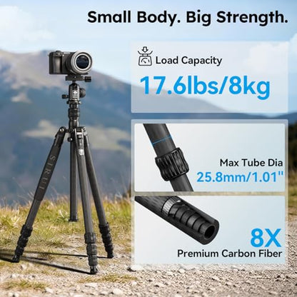 SIRUI Carbon Fiber 2-in-1 Tripod/Monopod, 360° Ball Head, Detachable Leg as Monopod/Trekking Pole, 8kg/17.6lbs Payload, Max 66.18" – Lightweight Travel for DSLR Mirrorless Outdoor Hiking AM-7C - style: Carbon Tripod&Monopod