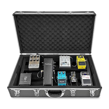 ANALOG CASES Pedaltrain Classic 2 / Temple Audio DUO 24 Hard Case | Ultra-Lightweight and Durable Aluminum Case, Die-Cut Foam Padded Interior With Cable Storage Space, Comfortable Padded Handle