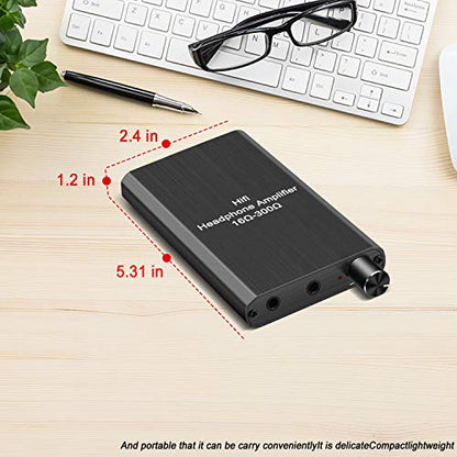 Portable Headphone Amplifier, 3.5mm Stereo Audio in/Out Support Volume Control with GAIN Switch for Switch/PS4/PS5/Mobile Phone/PC/MP3/MP4 /HD 650 Headphones ect.