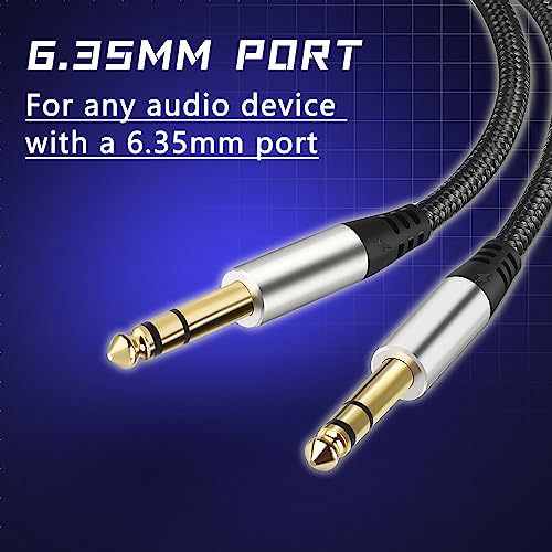 Pack of 2 TRS Instrument Cable 1/4 Inch Straight 6.35mm Male Jack Nylon Braided Studio Cord (3.3 Feet-2 Pack) - style: 3.3 Feet-2 Pack