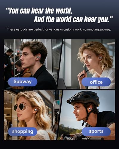 King Lucky Clip-On Earbuds Gen 3, Open-Ear Wireless Bluetooth 6.0 Headphones with Mic, Secure Fit for Small Ears & Glasses Wearers, 50H Playtime, LED Digital Display, ENC, IPX5 Waterproof(Balck) - color: Black, size: Digital Display