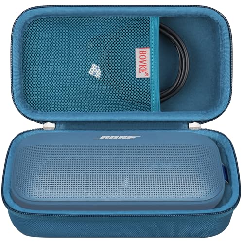 BOVKE Hard Travel Speaker Case for Bose New SoundLink Flex Speaker (2nd Gen) / Bose SoundLink Flex Bluetooth Portable Speaker, Mesh Pocket for Bose Speaker Charger, Charging Cables, Blue Dusk - color: Blue Dusk