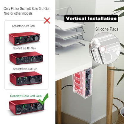 Under Desk Holder for Scarlett Solo 3rd Gen, Acrylic Under Desk Shelf Organizer Under Desk Mount Wall Mount Holder (Transparent) - color: Transparent