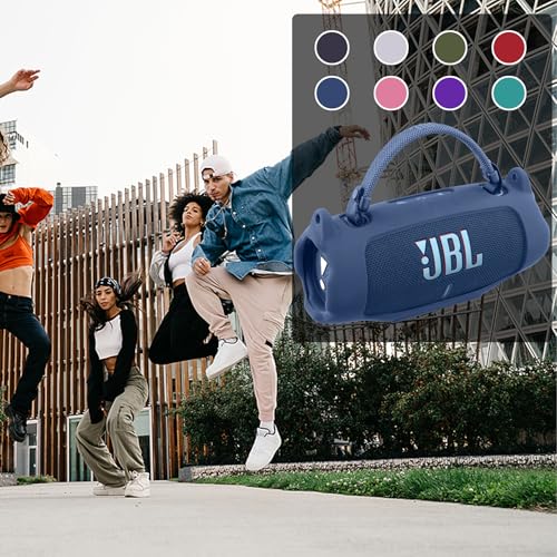khanka Silicone Case for JBL Charge 6 Waterproof Speaker+Shoulder,Blue | EVA Hard Shell, Carabiner Clip Attachment, Travel-Ready Portable Storage, Impact Resistant Protection, Secure Custom Fit - color: Blue