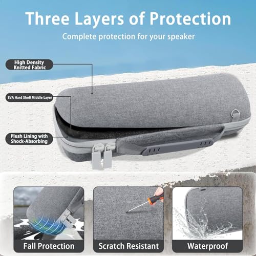 co2CREA Hard Travel Case for JBL Flip 7/6/5/4 Speaker, Grey - color: Grey Case