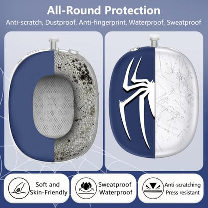 fomissky-sisa 4 in 1 AirPods Max Case Headphone Covers, Silver Grey - color: Silver Spider