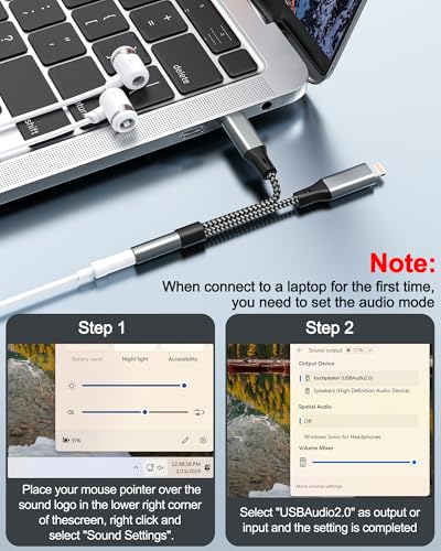 USB C and Lightning Male to Female 3.5mm Headphone Adapter - 3.5mm Headphone Jack Audio Adapter for iPhone 17/16/15/14/13/Pro/Pro Max, Android Phone, iPad, Laptop