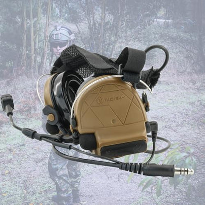 HEARFALCOM Tactical Headset C5 PRO Headphones with Mic Noise Cancelling for kenwoo Two-Way Radio for Airsoft CS Gaming - color: Brown