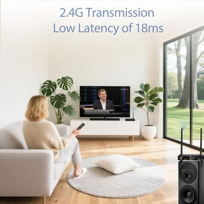 2.4GHz Wireless ARC Optical 3.5mm (RCA) Audio Transmitter Receiver | for TV Pojector,164Ft 18ms Latency,Built-in Bluetooth 5.3 Receiver (Only Audio)