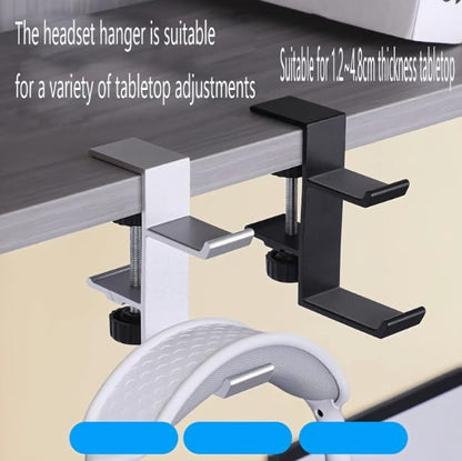 2Pcs Under Desk Headphone Holder - Adjustable Clamp Hook for Bag, Purse, Backpack, Fits 1-5cm (0.4-1.96”) Thick Table - Black
