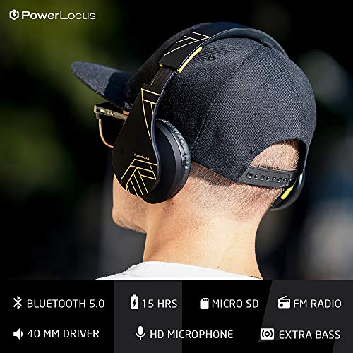 PowerLocus Bluetooth Over-Ear Headphones, Wireless Stereo Foldable Headphones Wireless and Wired Headsets with Built-in Mic, Micro SD/TF, FM for iPhone/Samsung/iPad/PC (Black/Yellow) - color: Black/Yellow