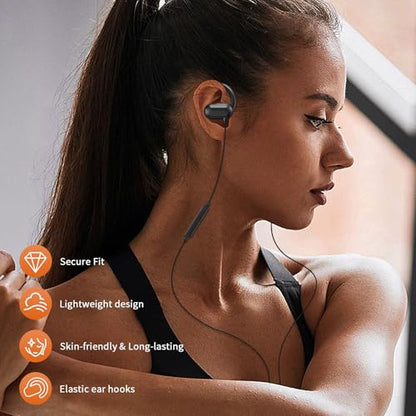 ACANDYA 3.5mm Wired Earbuds Open Ear Headphones Sport Headset with Mic | Over Ear Earphones for iPod/MP3 Laptop for Android Airplane School Students Running Exercise Gym Workout Black