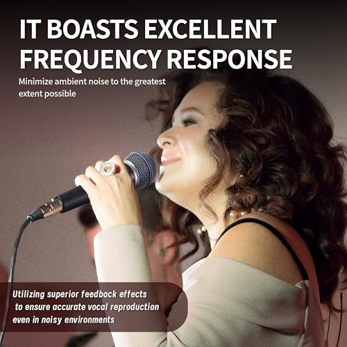 BT 58A Wired Vocal Dynamic Karaoke XLR Handheld Microphone for Singing, Supercardioid, Includes 16ft Audio Cable and Stand Adapter, for Stage, Studio, Mixer, Speaker