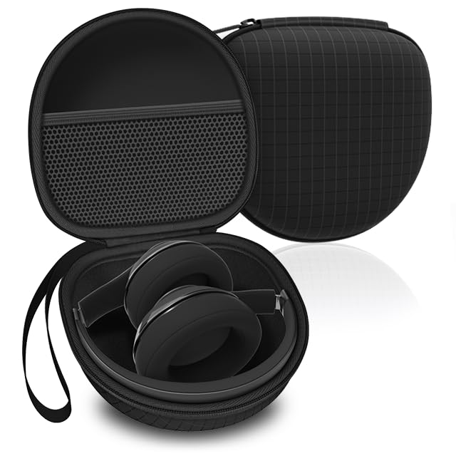 Headphone Case Compatible with Soundcore Anker Q20i/Q30, Beats Solo 4/Studio Pro, Tune 510BT/520BT, BERIBES/KVIDIO/JLab JBuds Lux ANC/TOZO HT3/Skullcandy Over-Ear Headphones Case Hard Shell(Black) - color: Black