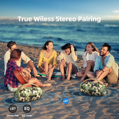 ZEALOT P11 Bluetooth Speaker, 80W Peak Wireless Stereo, Ultra Lightweight Portable Design and IPX6 Waterproof, Customize EQ for Outdoor/Camping/Beach/Travel (camo) - color: camo