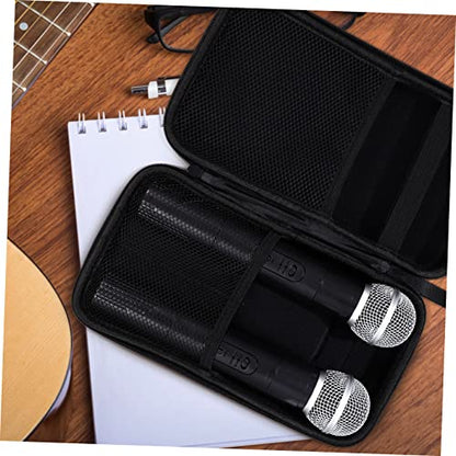 Abaodam Portable Microphone Storage Case Lightweight Carrying Bag with Padded Dividers Dual Microphone Slots Receiver Compartment for Mic Accessories for Travel and Storage