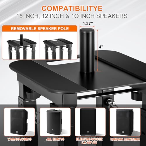Adjustable Moving Head Light Totem Stands. Totem Light Stand, Adjustable 38.58-68.8 in, Black/White Scrims, Carry Bags, 35mm Speaker Mount, for for DJs & Event Lighting (1, Black) - color: Black