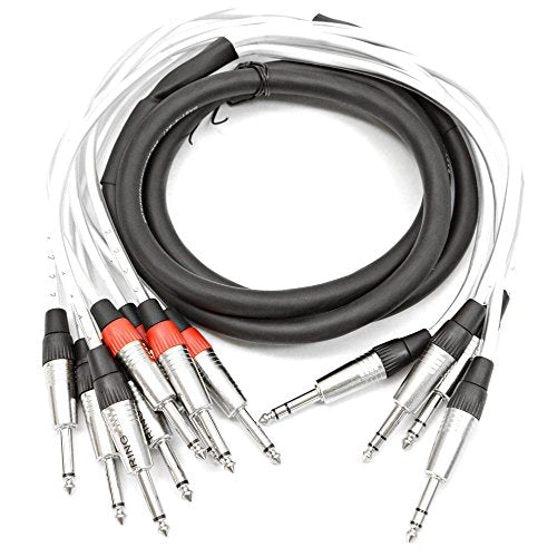 Seismic Audio - SAST-4-8-7 - 4 Channel 1/4" TRS Insert Snake Cable to 8 1/4" TS - 7 Feet - size: 7 Foot - 4 TRS x 8 TS