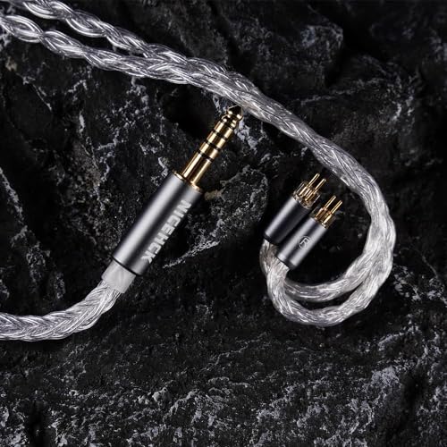 NICEHCK IcyMoon 3.5mm Single-End MMCX IEM Upgrade Cable | 16-strand OCC silver plated OFC wire, silver aluminum alloy fittings, fits MMCX IEM & 3.5mm portable HiFi players - size: 3.5mm with MMCX