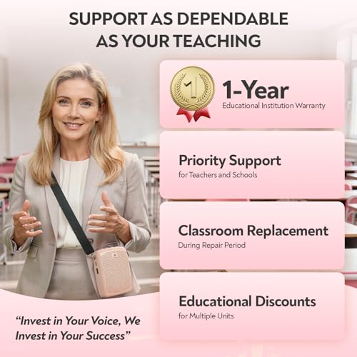 WinBridge Voice Amplifier with Bluetooth, Portable Speaker and Microphone Set | Wireless Mic Headset Speaker for Teachers, Tour Guide, Publick Speaking, Fitness Instructors, Features Mute, WB002 Pink - color: Pink