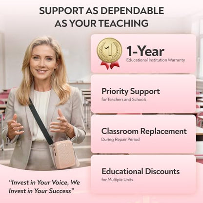 WinBridge Voice Amplifier with Bluetooth, Portable Speaker and Microphone Set | Wireless Mic Headset Speaker for Teachers, Tour Guide, Publick Speaking, Fitness Instructors, Features Mute, WB002 Pink - color: Pink