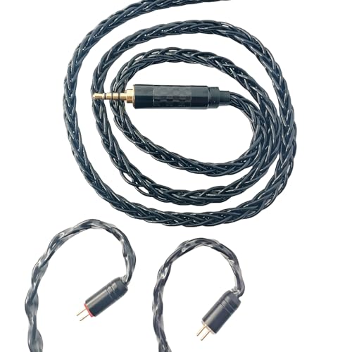 HiFi in Ear Earphone Replacement Cable 8 Core Silver Plated Copper Upgrade Earphone Cable for CCA C10 C16 KZ AS10 ZS10 ZS6 ZSR ZST ES4 Earphones(Black, 2PIN 2.5MM) - size: 2PIN 2.5MM