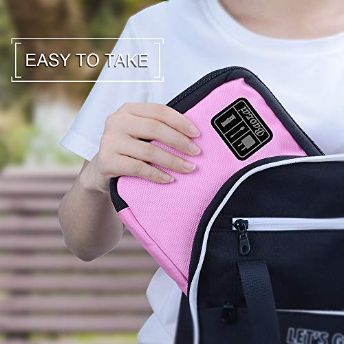 baozai Smart Watch Bands Organizer, Waterproof Portable Electronics Travel Accessories Organizer Bag for Watch Bands, Cable, Charger, Headset, SD Card, Pink