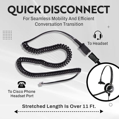 INNOTALK - Cisco Phone Headset, Pro Mono Wired Headset with Microphone & Quick Disconnect Headset Adapter for Most Cisco Phones, Customer Service Wired Headphones, Cost Effective Corded Headset - size: Pro-Mono