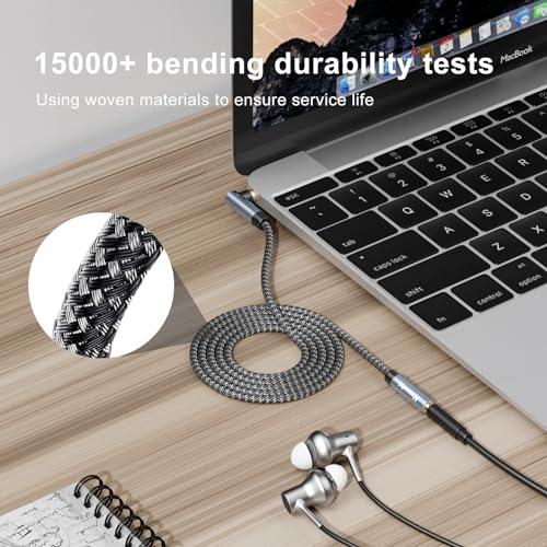 3.5mm Headphone Extension Cable 25FT,Right Angle 3.5mm Male to Female Stereo Audio Extension Cable/90 Degree Right Angle Aux Cable for Smartphones, Tablets, Media Players - size: 25 ft