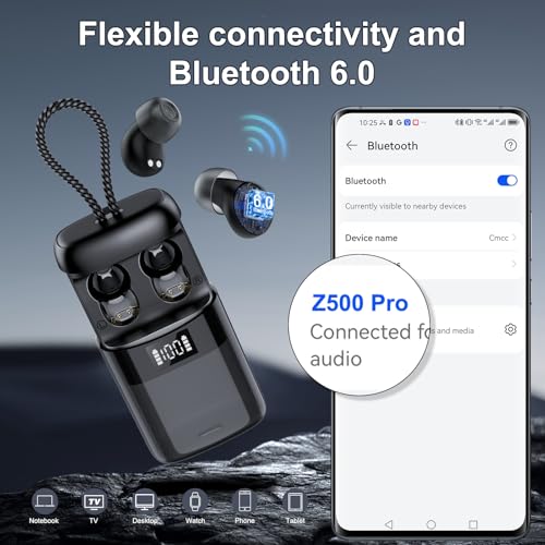 Sleep Earbuds Bluetooth 6.0 in Ear, 2026 New Mini Sleep Headphones with Sleep Monitor and APP, Sleepbuds for Side Sleepers, 48H Playtime Sleep Earphones with Personal Alarm/Small Earplugs, Black