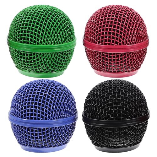 GLEAVI 4pcs Metal Mesh Microphone Grill Head: Mic Head Mesh Replacement Compatible for Shure
