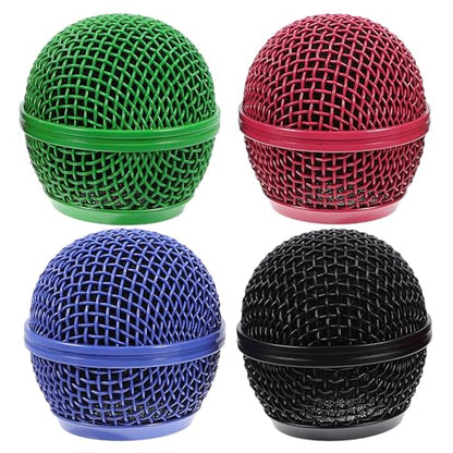 GLEAVI 4pcs Metal Mesh Microphone Grill Head: Mic Head Mesh Replacement Compatible for Shure