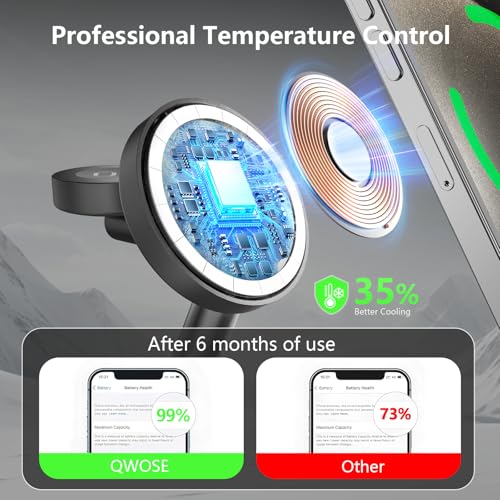 QWOSE 2026 Traveling 3 in 1 Charging Station for Apple iPhone AirPods Watch | with Mag-Safe Wireless Charger Stand for iPhone 17 16 15 14 13 12 Series AirPods iWatch Series - Gifts for Wife & Husband - color: Black